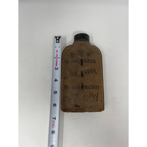 Vintage LEATHER Wrapped Novelty Liquor BOOZE HOOCH Bottle - Picture 8 of 11